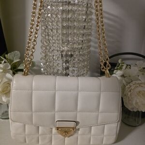 Michael Kors Cream Quilted Shoulder Bag